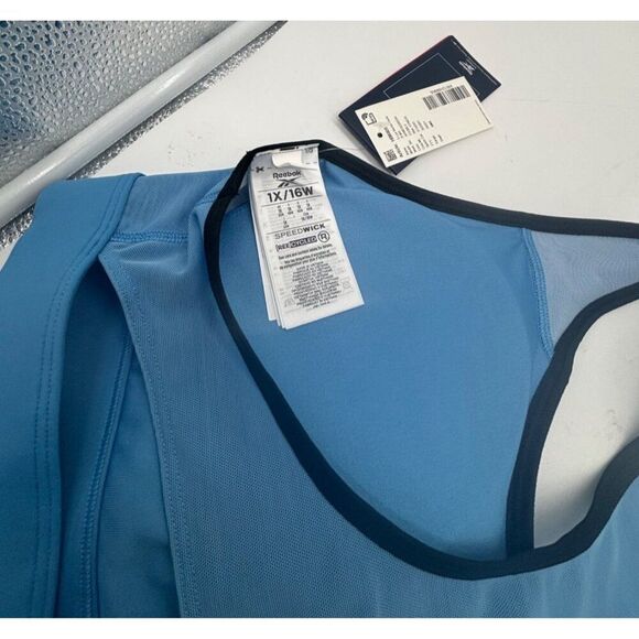 Reebok Plus Size Lux Vector Racer Sports Bra, Blue, Sz. 1X, Production Sample - Picture 8 of 8